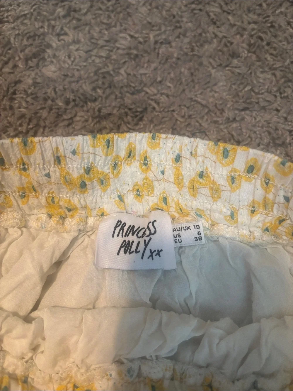 Princess Polly White and Yellow Floral Tiered Mini Skirt